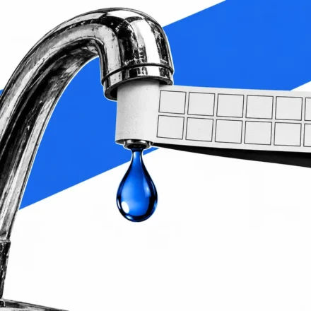 Кран с каплей воды и календарь на четырнадцать дней